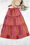 Elegant College Vacation Geometric Patchwork Draw String High Waist Type A Patchwork Bottoms