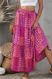 Elegant College Vacation Geometric Patchwork Draw String High Waist Type A Patchwork Bottoms