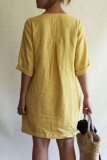 Casual College Solid V Neck A Line Dresses
