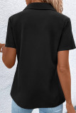 Casual Daily Solid Zipper Turndown Collar Tops