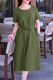 Plus Size Casual Solid Pocket Frenulum O Neck Short Sleeve Dress
