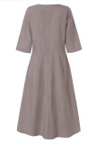 Daily Simplicity Solid Pocket V Neck A Line Dresses
