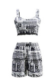 Casual Sportswear Not Positioning Printed Patchwork V Neck Sleeveless Two Pieces