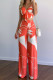 Sexy Casual Floral Patchwork V Neck Sleeveless Two Pieces