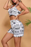 Casual Sportswear Not Positioning Printed Patchwork V Neck Sleeveless Two Pieces