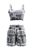 Casual Sportswear Not Positioning Printed Patchwork V Neck Sleeveless Two Pieces