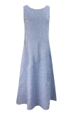 Casual Sweet Striped Pocket O Neck Sleeveless Dress Dresses