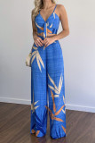 Sexy Casual Floral Patchwork V Neck Sleeveless Two Pieces