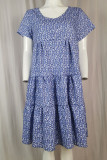 Casual Sweet Print Patchwork V Neck A Line Dresses