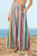 Casual College Striped Pocket Contrast Loose High Waist Wide Leg Full Print Bottoms