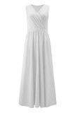 Sexy Simplicity Solid Slit V Neck Princess Dresses