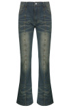 Street College Solid Rivets Low Waist Skinny Denim Jeans