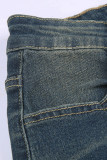 Street College Solid Rivets Low Waist Skinny Denim Jeans