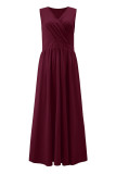 Sexy Simplicity Solid Slit V Neck Princess Dresses