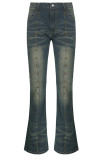 Street College Solid Rivets Low Waist Skinny Denim Jeans