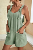 Casual Simplicity Solid Pocket U Neck Loose Rompers