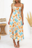Sweet Elegant Floral Patchwork V Neck Sling Dress Dresses