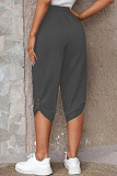 Casual Simplicity Solid Pocket Buttons Straight Mid Waist Harlan Solid Color Bottoms