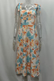 Sweet Elegant Floral Patchwork V Neck Sling Dress Dresses