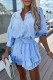 Casual Work Striped Patchwork Turndown Collar Long Sleeve Two Pieces