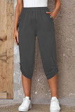 Casual Simplicity Solid Pocket Buttons Straight Mid Waist Harlan Solid Color Bottoms