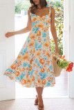 Sweet Elegant Floral Patchwork V Neck Sling Dress Dresses