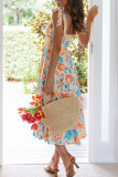 Sweet Elegant Floral Patchwork V Neck Sling Dress Dresses