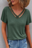 Daily Living Solid Solid Color V Neck T-Shirts