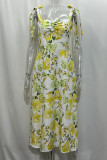 Sweet Elegant Floral Patchwork V Neck Sling Dress Dresses