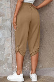 Casual Simplicity Solid Pocket Buttons Straight Mid Waist Harlan Solid Color Bottoms