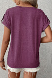 Casual Simplicity Solid Buttons V Neck T-Shirts