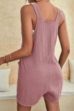Casual Simplicity Solid Pocket U Neck Loose Rompers