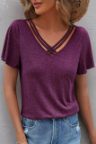 Daily Living Solid Solid Color V Neck T-Shirts
