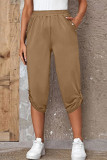 Casual Simplicity Solid Pocket Buttons Straight Mid Waist Harlan Solid Color Bottoms