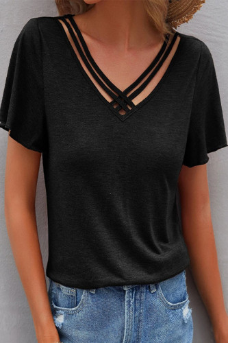 Daily Living Solid Solid Color V Neck T-Shirts