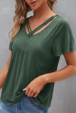 Daily Living Solid Solid Color V Neck T-Shirts