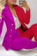 Casual Color Block Patchwork Turn-back Collar Long Sleeve Two Pieces