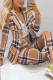 Casual Plaid Print Patchwork Turn-back Collar Long Sleeve Two Pieces