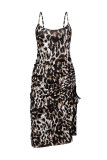 Sexy Solid Draw String Slit U Neck Sling Dress Dresses