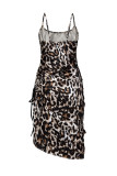 Sexy Solid Draw String Slit U Neck Sling Dress Dresses