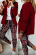 Casual Geometric Print Patchwork Turn-back Collar Long Sleeve Two Pieces