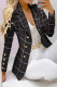 Casual Plaid Print Patchwork Turn-back Collar Long Sleeve Two Pieces