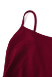 Sexy Solid Draw String Slit U Neck Sling Dress Dresses