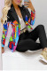 Casual Geometric Print Patchwork Turn-back Collar Long Sleeve Two Pieces