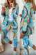 Casual Print Patchwork Turn-back Collar Long Sleeve Two Pieces