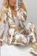 Casual Print Patchwork Turn-back Collar Long Sleeve Two Pieces