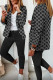 Casual Print Patchwork Turn-back Collar Long Sleeve Two Pieces