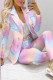 Casual Print Tie Dye Patchwork Turn-back Collar Long Sleeve Two Pieces
