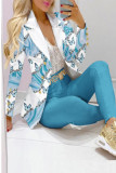 Casual Butterfly Print Patchwork Turn-back Collar Long Sleeve Two Pieces
