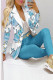 Casual Butterfly Print Patchwork Turn-back Collar Long Sleeve Two Pieces